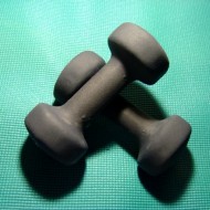 Hand Weights on Workout Mat Hand Weights on Workout Mat
