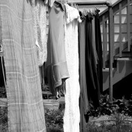 Black and White Photo of Laundry on Clothesline Black and White Photo of Laundry on Clothesline