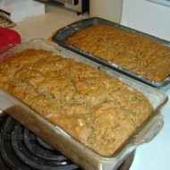 zucchini bread fresh from the oven Two loaves of zucchini bread cooling on the stove top