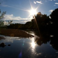 free high resolution photo of the sun reflected in a calm river