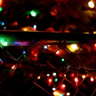 Christmas lights on chain link fence - free high resolution photo