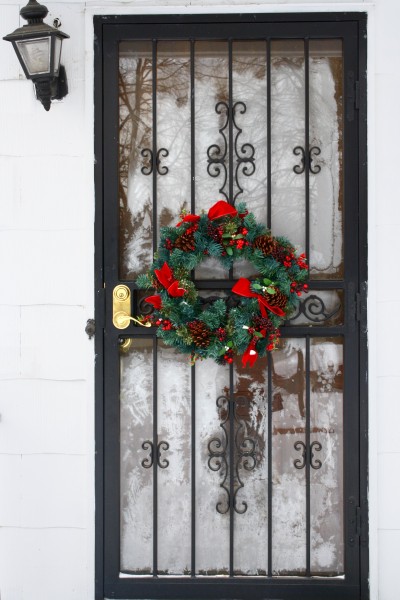 Door with Christmas Wreath - Free High Resolution Photo