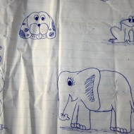 Animal Doodles on Crumpled Notebook Paper - Free High Resolution Photo