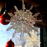 Snowflake and Red Christmas Ball Ornaments - Free High Resolution Photo