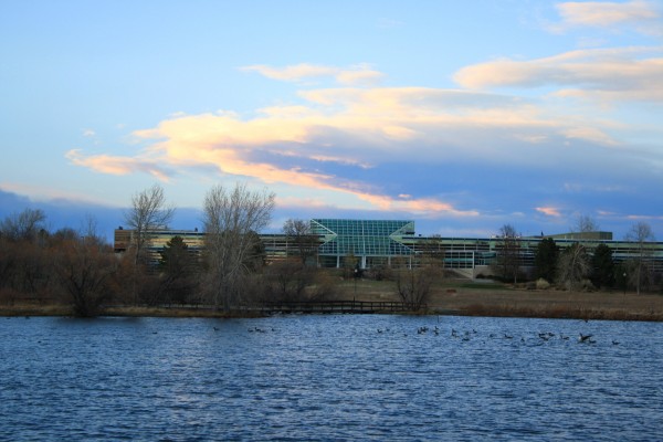 Lakewood Colorado City Center Building at Sunset from Belmar Park - Free High Resolution Photo
