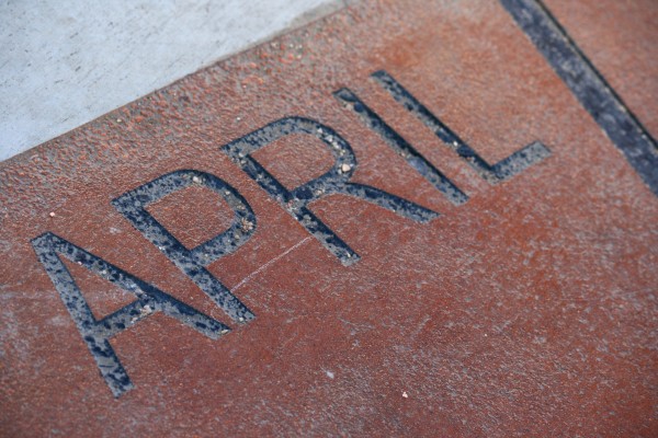 April - Free High resolution photo of the word April, part of a sidewalk sun calendar