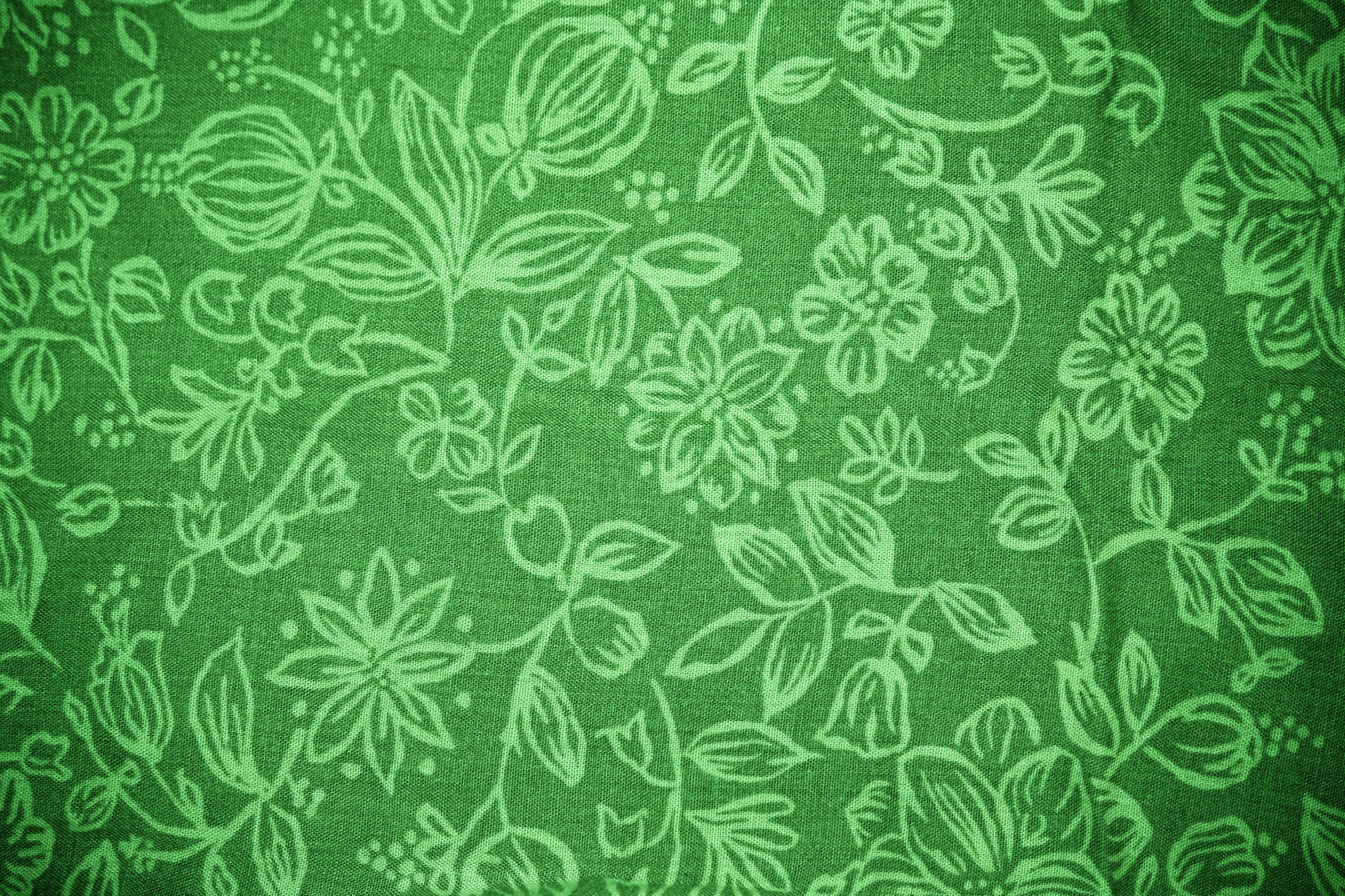 Green Fabric With Floral Pattern Texture Picture Free Photograph