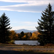 Autumn Landscape with Lake, Fall Trees & Mountains in the Background - Free High Resolution Photo