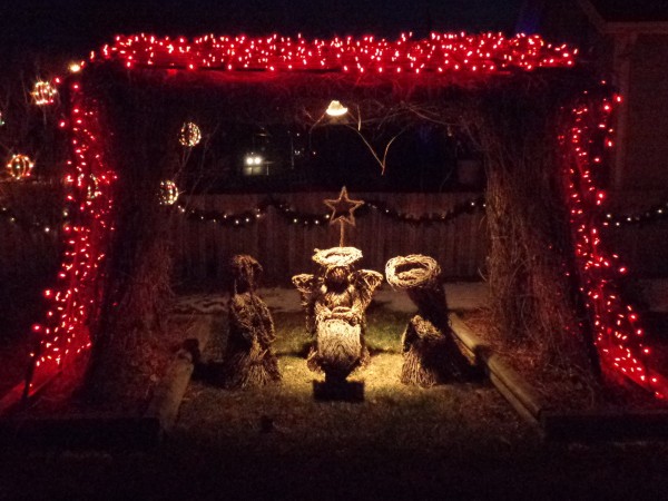 Nativity Scene with Christmas Lights - Free High Resolution Photo