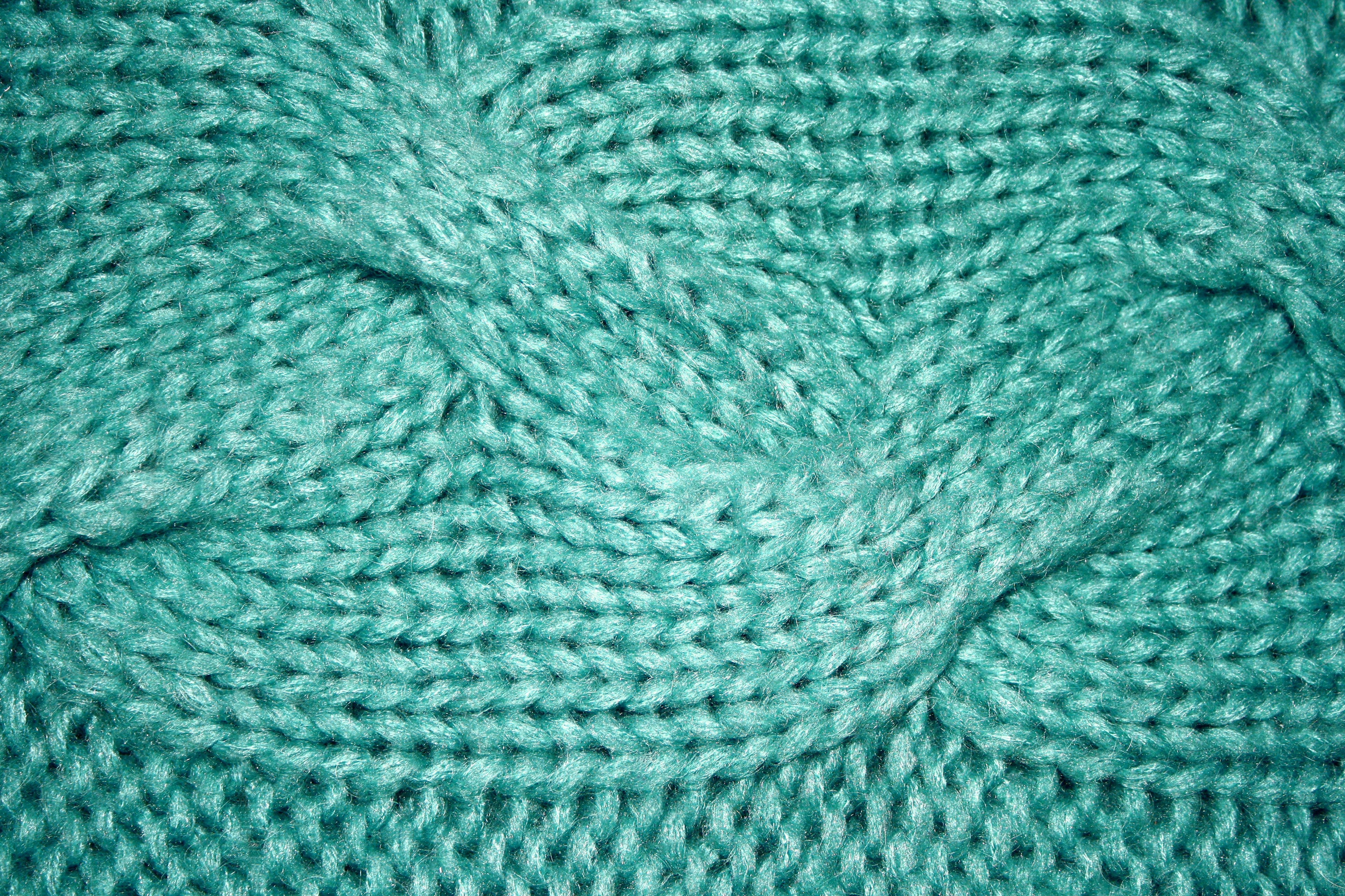 Teal Cable Knit Pattern Texture Picture Free Photograph