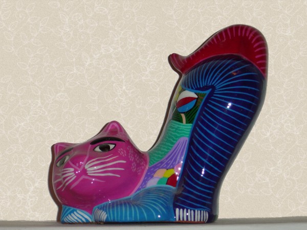 photo of colorful Mexican style ceramic cat 