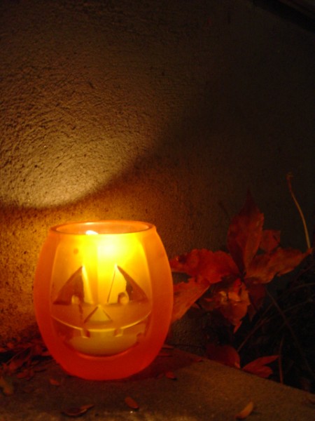 Halloween Jackolantern Candle on Porch