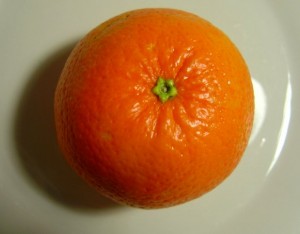 Photo of the top of an orange