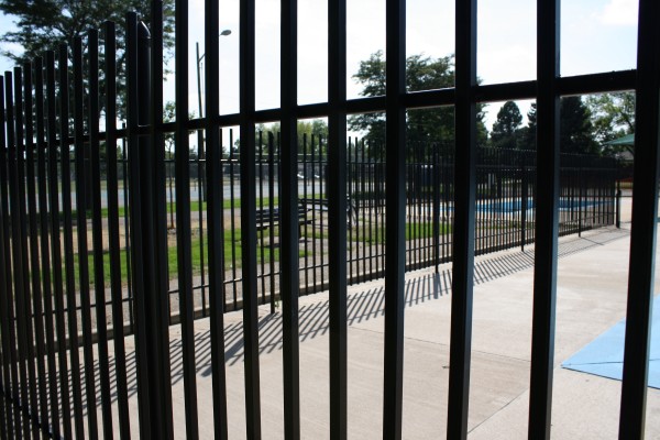 free photo of zig-zaging black iron security fence