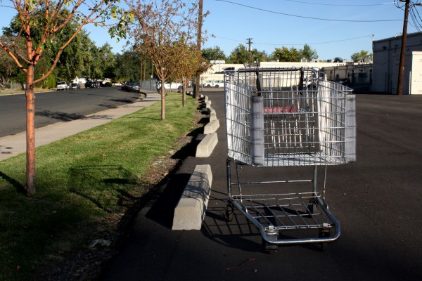 grocery cart in parking lot - free high resolution photo