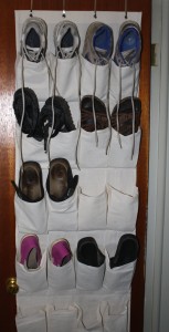 free high resolution photo of shoes in a closet door rack