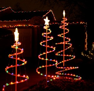 three spiral Christmas trees - free high resolution photo