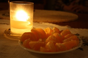 Clementine Sections and Candle - Free High Resolution Photo