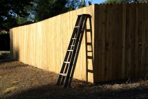 wooden ladder leaning against fence - free high resolution photo