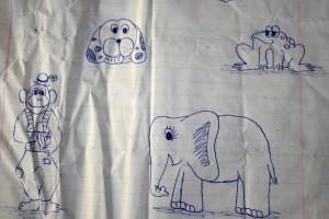 Animal Doodles on Crumpled Notebook Paper - Free High Resolution Photo