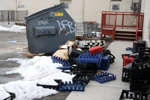 Trash Dumpster with Boxes and Plastic Crates - Free High Resolution Photo