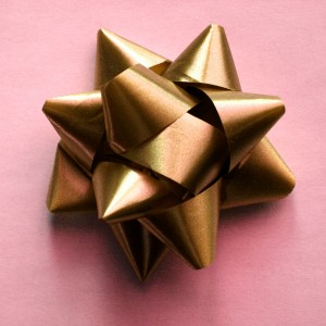 Gold Bow on Pink Wrapping Paper - Free High Resolution Photo