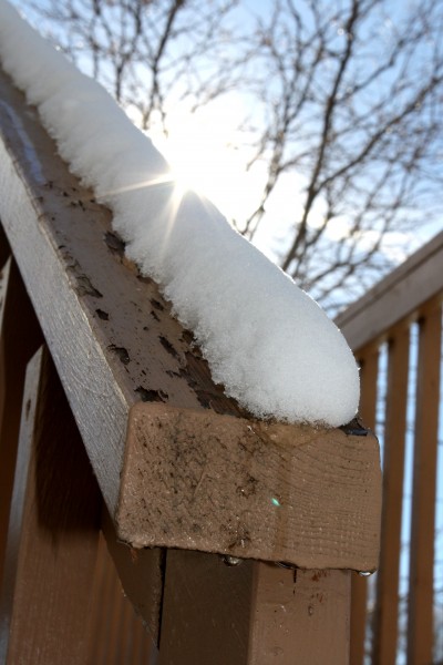 Melting Snow on Deck Rail - Free High Resolution Photo