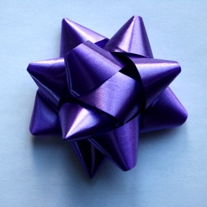 Purple Bow on Blue Paper - Free High Resolution Photo