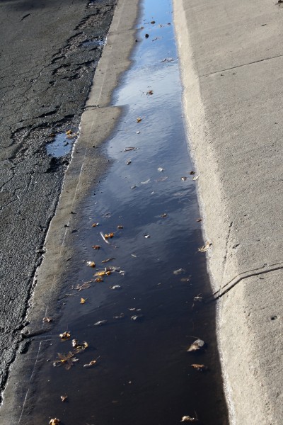 Sidewalk Gutter Full of Water - Free High Resolution Photo