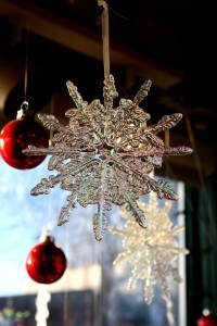 Snowflake and Red Christmas Ball Ornaments - Free High Resolution Photo