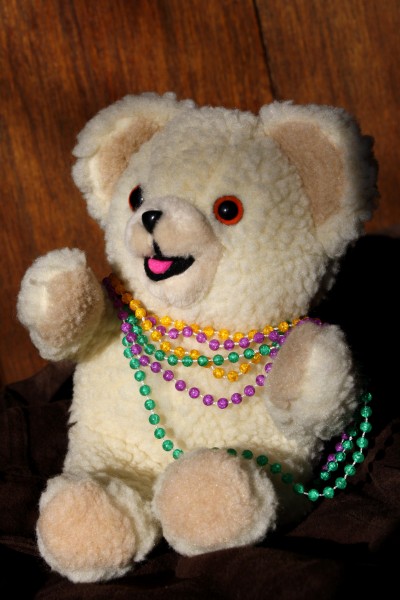 Teddy Bear Wearing Mardi Gras Beads - Free High Resolution Photo