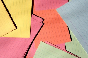 Colorful Index Cards Scattered on Desk - Free High Resolution Photo