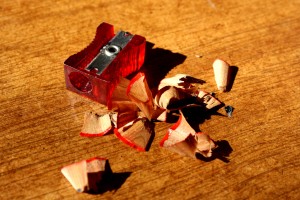 Red Pencil Sharpener with Pencil Shavings - Free High Resolution Photo