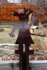 Waving Girl Rusted Metal Yard Sculpture - Free High Resolution Photo