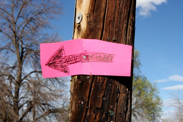 Hand Drawn Arrow Sign Hung on Telephone Pole - Free High Resolution Photo