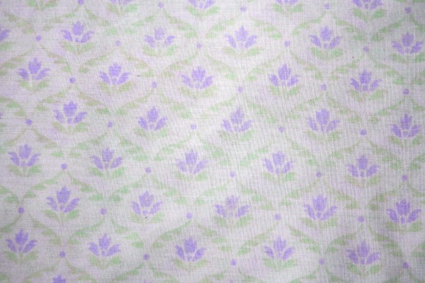 White Fabric with Purple and Green Floral Pattern Texture - Free High Resolution Photo