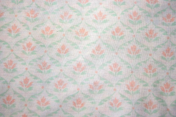White Fabric with Orange and Green Floral Pattern Texture - Free High Resolution Photo