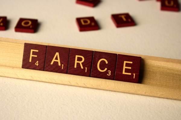 Farce - Free High Resolution Photo of the word Farce spelled in Scrabble tiles