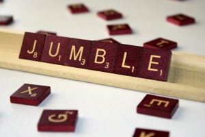 Jumble - Free High Resolution Photo of the word jumble spelled in Scrabble tiles