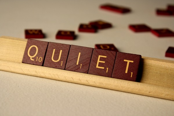 Quiet - Free High Resolution Photo of the word Quiet spelled in Scrabble tiles