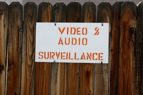 Video and Audio Surveillance Sign on Fence - Free High Resolution Photo