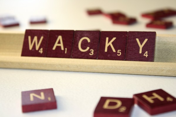 Wacky - Free High Resolution Photo of the word Wacky spelled in Scrabble tiles
