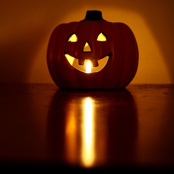 Halloween Pumpkin Candle with Burning Flame - Free High Resolution Photo