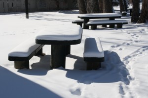 Snow Covered Picnic Tables - Free High Resolution Photo