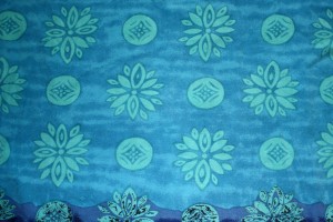 Blue Fabric Texture with Teal Flowers and Circles - Free High Resolution Photo