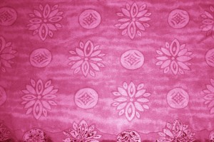 Cherry Red Fabric Texture with Flowers and Circles - Free High Resolution Photo