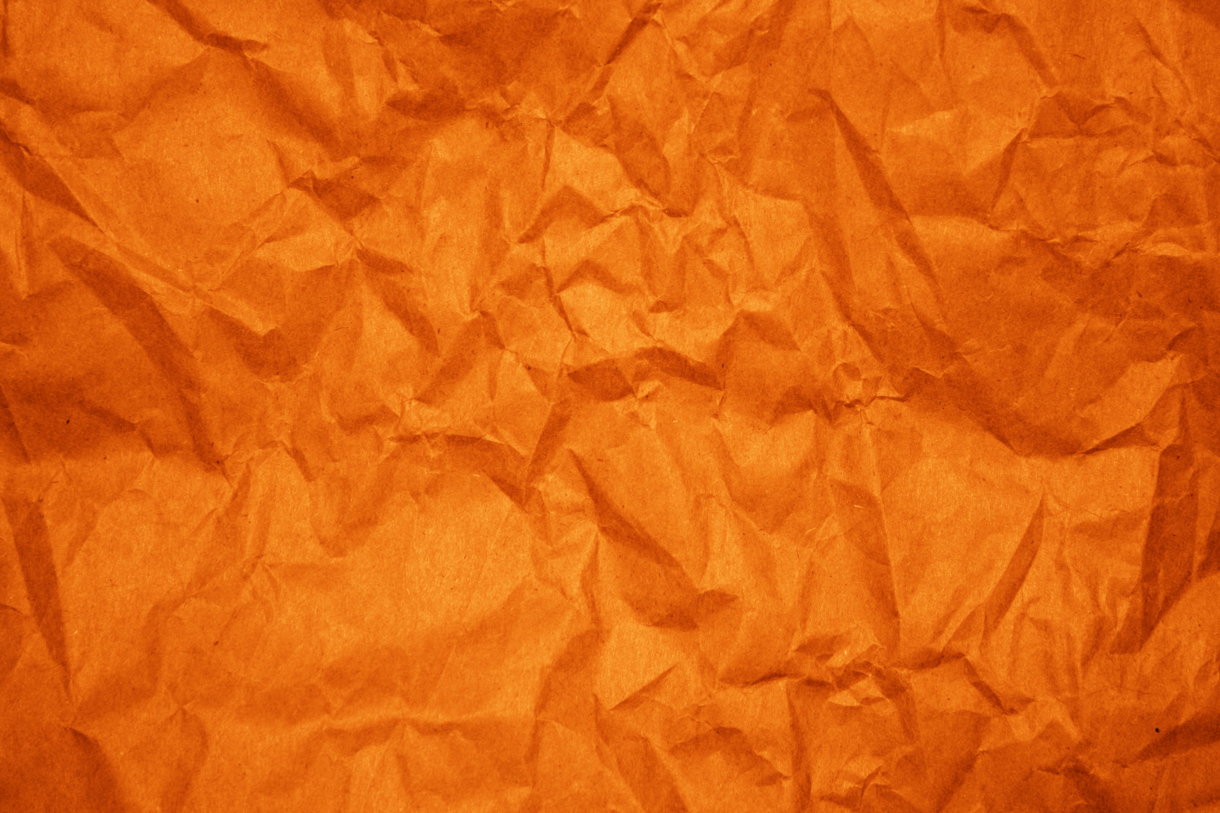 Crumpled Orange Paper Texture Picture, Free Photograph