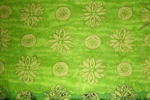 Green Fabric Texture with Yellow Flowers and Circles - Free High Resolution Photo