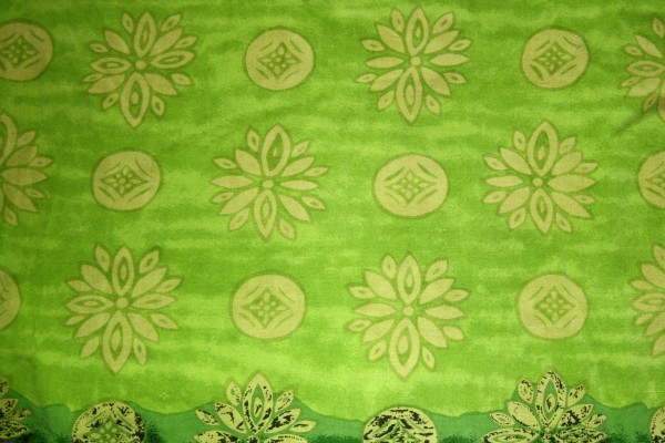 Green Fabric Texture with Yellow Flowers and Circles - Free High Resolution Photo