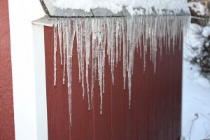 Icicles Hanging from Shed Roof - Free High Resolution Photo